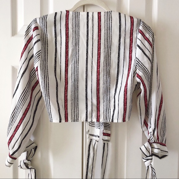Missguided Striped Wrap Crop Top NWOT! - Picture 3 of 8